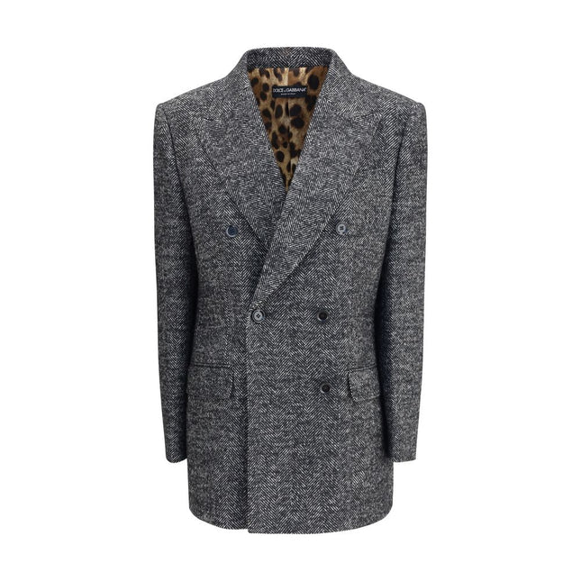 Dolce & Gabbana Gray Fleece Wool Blazer