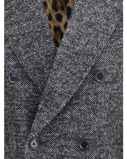Dolce & Gabbana Gray Fleece Wool Blazer
