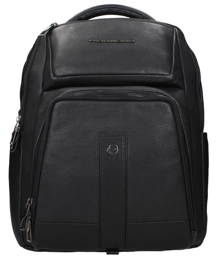 Piquadro Black Leather Backpack