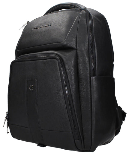 Piquadro Black Leather Backpack