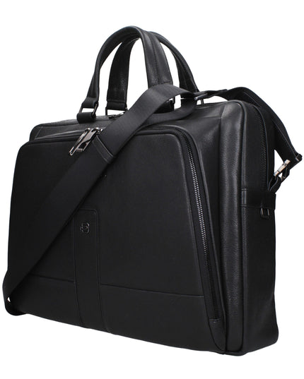 Piquadro Black Leather Business And Laptop Bag