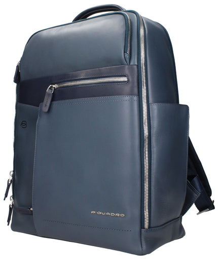 Piquadro Blue Leather Backpack