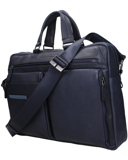 Piquadro Blue Leather Business And Laptop Bag
