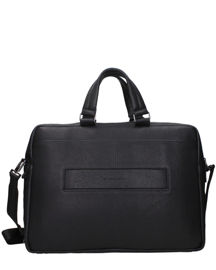 Piquadro Black Leather Business And Laptop Bag