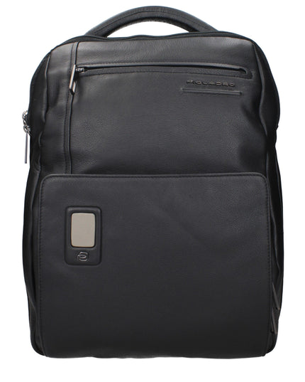 Piquadro Black Leather Backpack