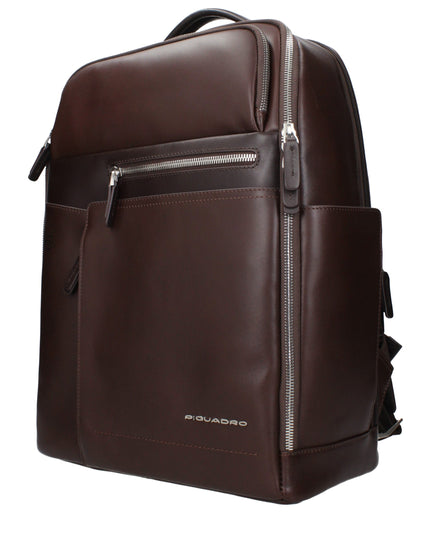 Piquadro Brown Leather Backpack