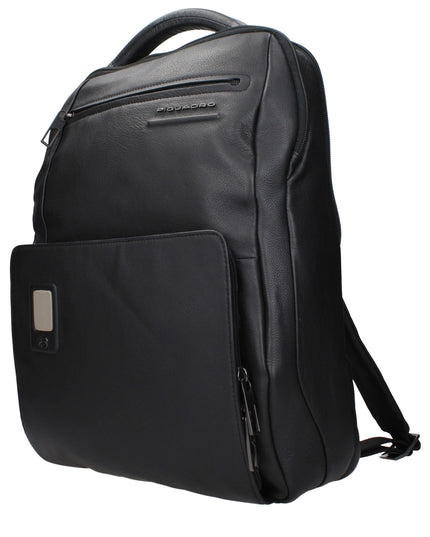 Piquadro Black Leather Backpack