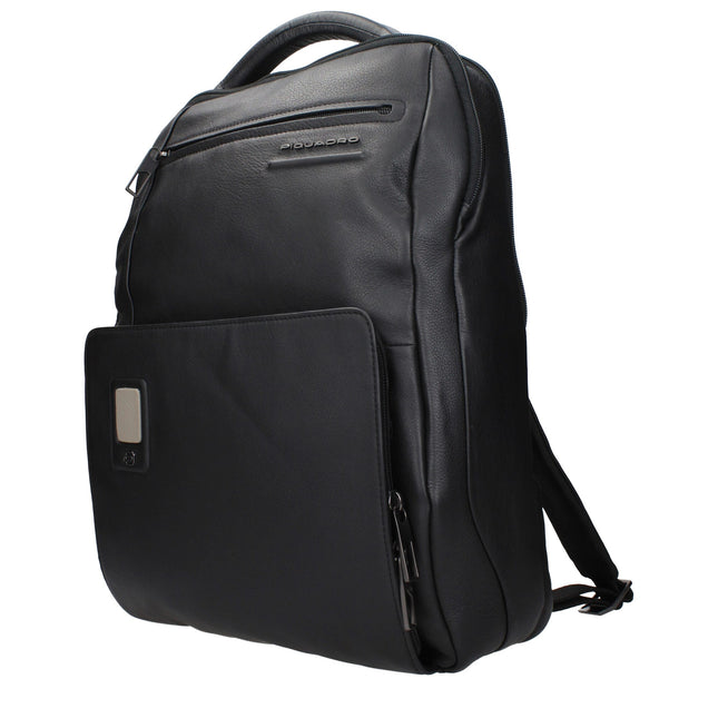 Piquadro Black Leather Backpack