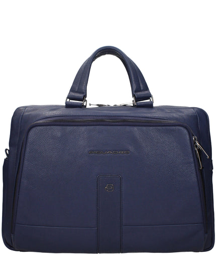Piquadro Blue Leather Business And Laptop Bag