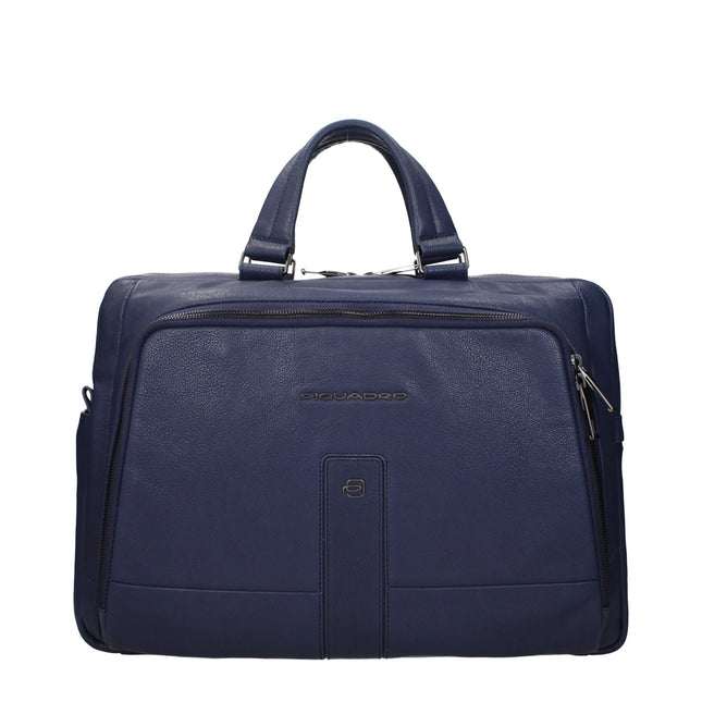 Piquadro Blue Leather Business And Laptop Bag