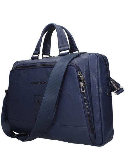 Piquadro Blue Leather Business And Laptop Bag