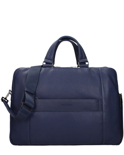 Piquadro Blue Leather Business And Laptop Bag