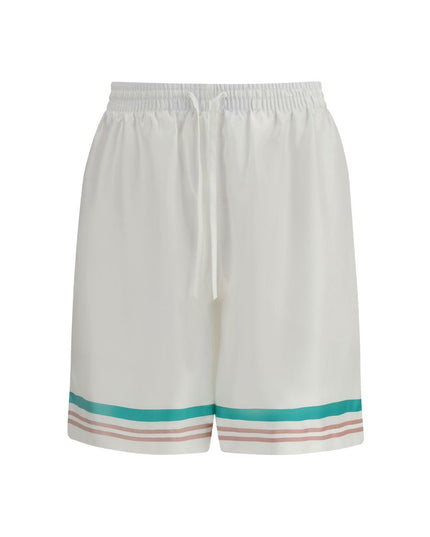 Casablanca White Silk Bermuda Shorts