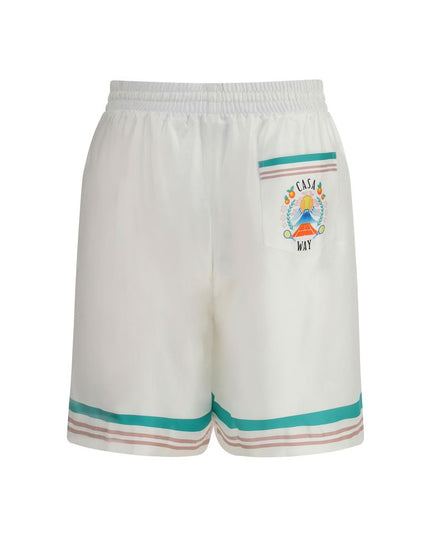 Casablanca White Silk Bermuda Shorts