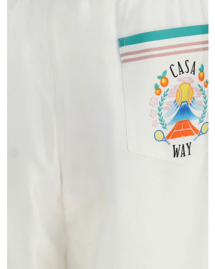 Casablanca White Silk Bermuda Shorts