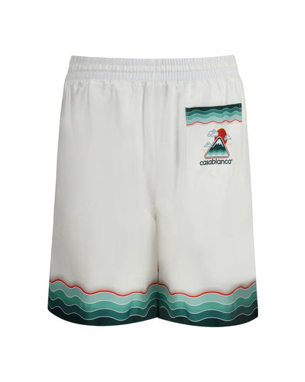 Casablanca White Silk Bermuda Shorts