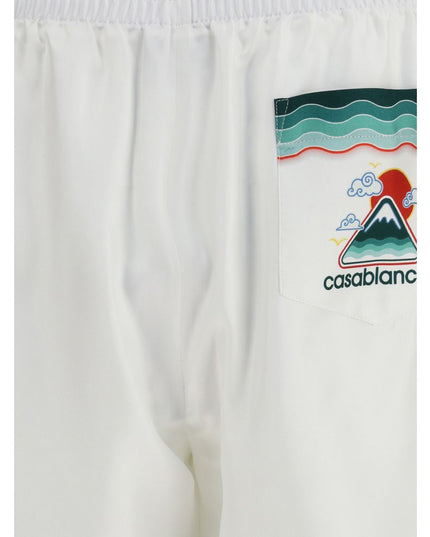 Casablanca White Silk Bermuda Shorts