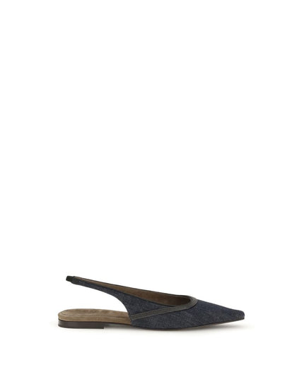 Brunello Cucinelli Blue Cotton Ballet Flats
