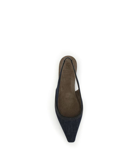 Brunello Cucinelli Blue Cotton Ballet Flats