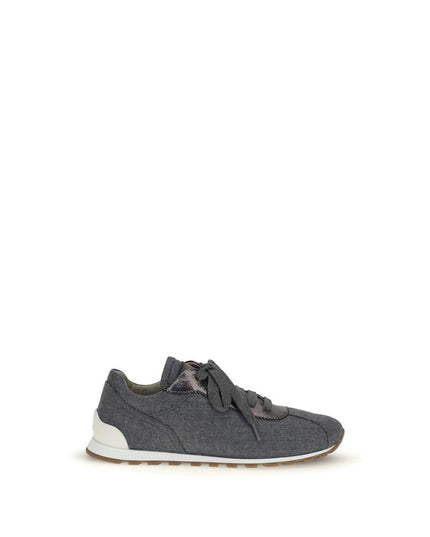 Brunello Cucinelli Gray Fleece Wool Athletic Sneakers