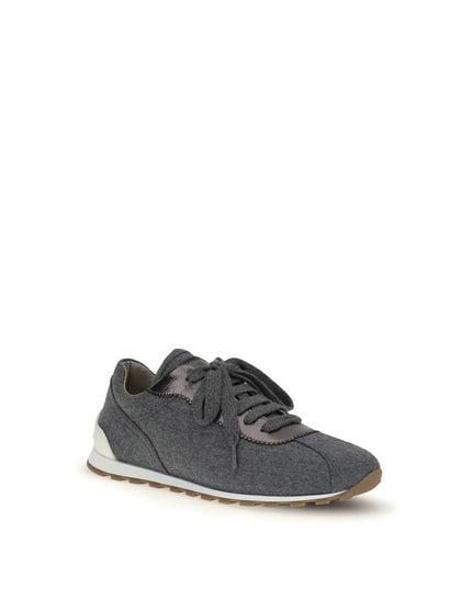 Brunello Cucinelli Gray Fleece Wool Athletic Sneakers