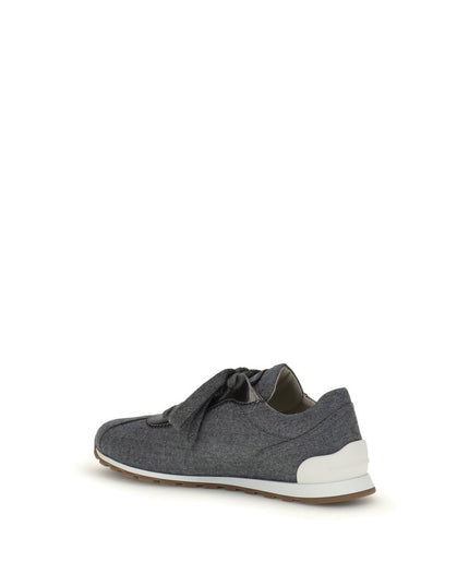 Brunello Cucinelli Gray Fleece Wool Athletic Sneakers