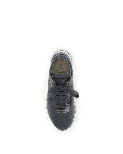 Brunello Cucinelli Gray Fleece Wool Athletic Sneakers