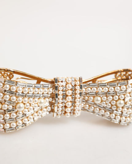 Dolce & Gabbana Gold Brass Glas Crystal Faux Pearl Embellished Brooch