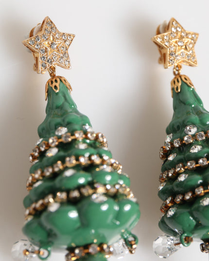Dolce & Gabbana Gold Brass Multicolour Christmas Tree Earrings