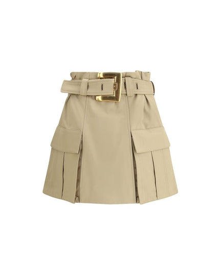 Balmain Beige Cotton Mini Skirt