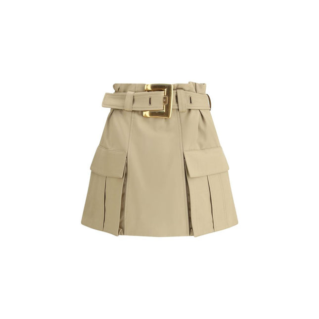 Balmain Beige Cotton Mini Skirt