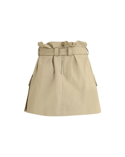 Balmain Beige Cotton Mini Skirt