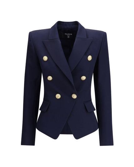 Balmain Blue Fleece Wool Blazer