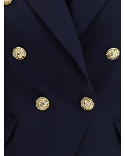 Balmain Blue Fleece Wool Blazer