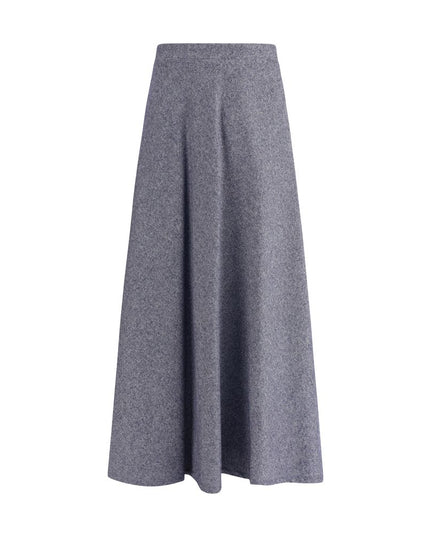 Sara Roka Blue Cotton Midi Skirt