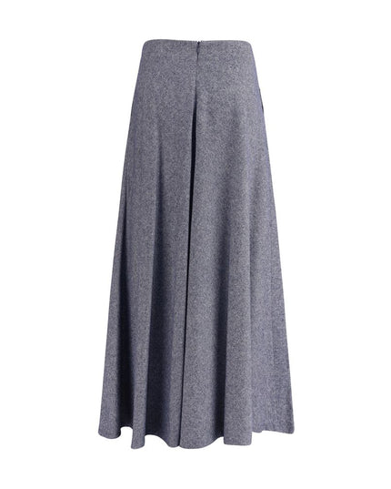 Sara Roka Blue Cotton Midi Skirt