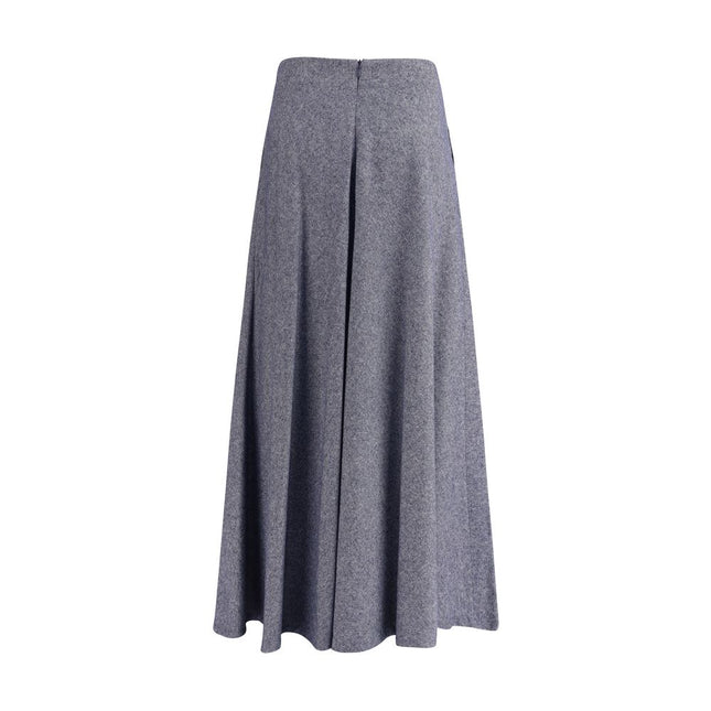 Sara Roka Blue Cotton Midi Skirt