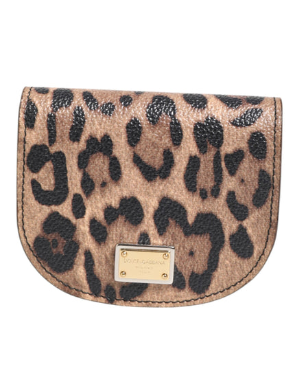 Dolce & Gabbana Brown Leopard Print Calf Leather Small Coin Purse Wallet