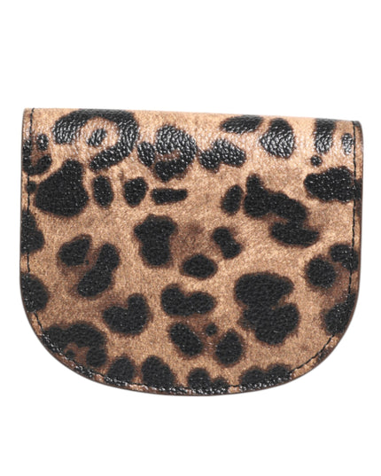 Dolce & Gabbana Brown Leopard Print Calf Leather Small Coin Purse Wallet