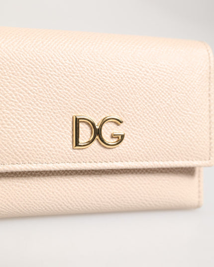 Dolce & Gabbana Light Pink Calf Leather DG Logo French Flap Wallet