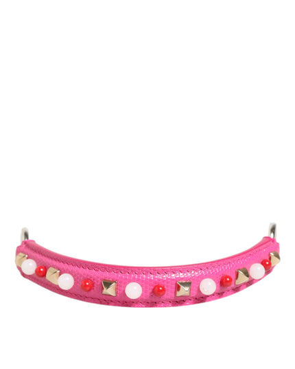 Dolce & Gabbana Pink Embellished Leather Bag Handle Women Shoulder Strap