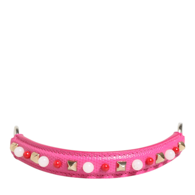 Dolce & Gabbana Pink Embellished Leather Bag Handle Women Shoulder Strap