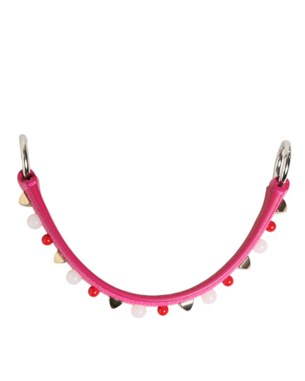 Dolce & Gabbana Pink Embellished Leather Bag Handle Women Shoulder Strap