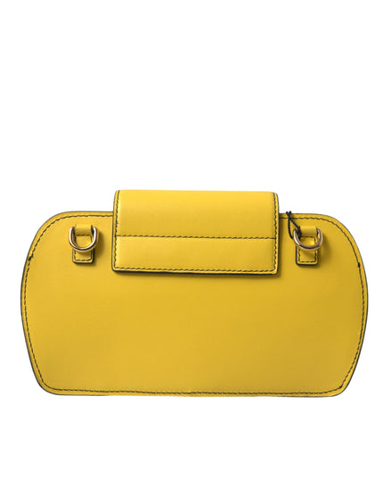 Dolce & Gabbana Yellow Smooth Leather DG Logo Clutch Crossbody Case Bag