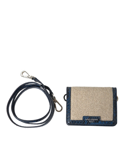 Dolce & Gabbana Beige Raffia Blue Leather Trim Mini Shoulder Purse Crossbody Bag