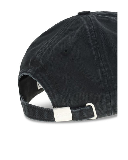 Ganni Black Cotton Cap (Baseball Hat)