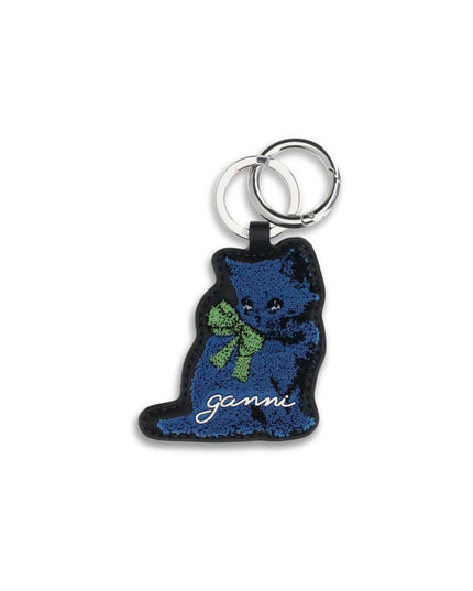 Ganni Blue Recycled Leather Keychain