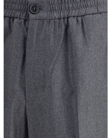 Ami Paris Gray Fleece Wool Casual Pants