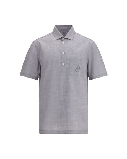 Brunello Cucinelli Gray Fleece Wool Polo Shirt