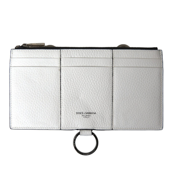 Dolce & Gabbana White Calfskin Leather Large Crossbody Card Holder Wallet